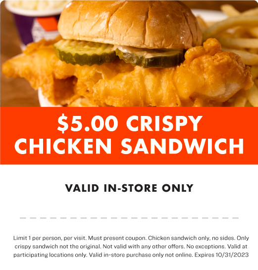 $5 crispy chicken sandwich coupon
