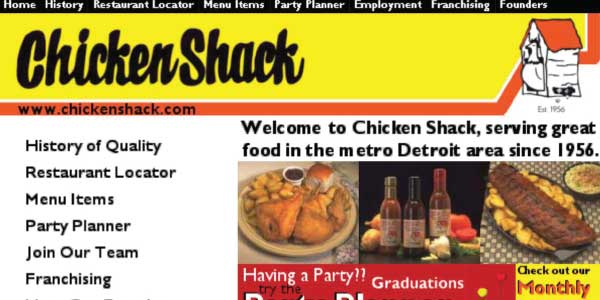 Chicken Shack Website 1996